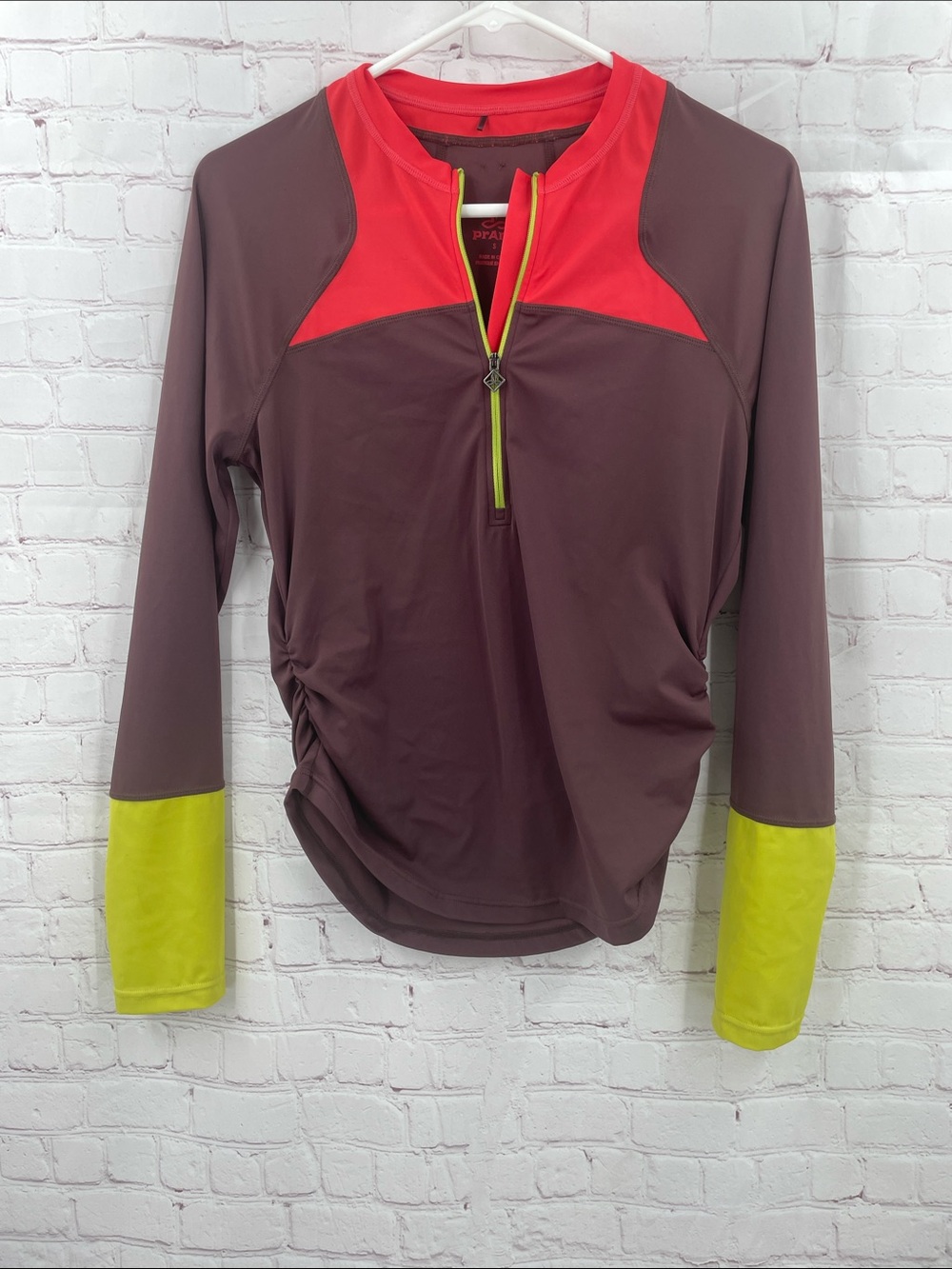 Prana Small Stretchy Athletic Athleisure Jacket Pullover Colorblock Form Fitting